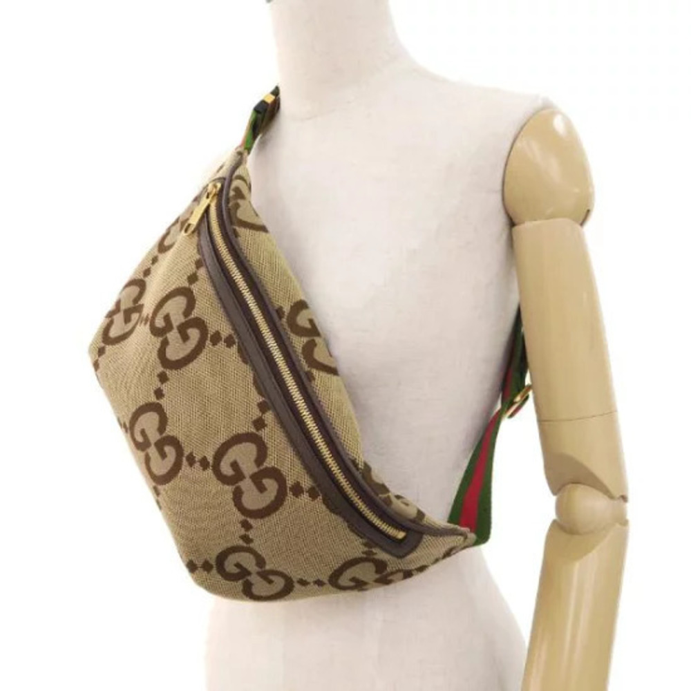 Gucci Jumbo GG Belt Bag Black Canvas Crossbody - Picture 9 of 9